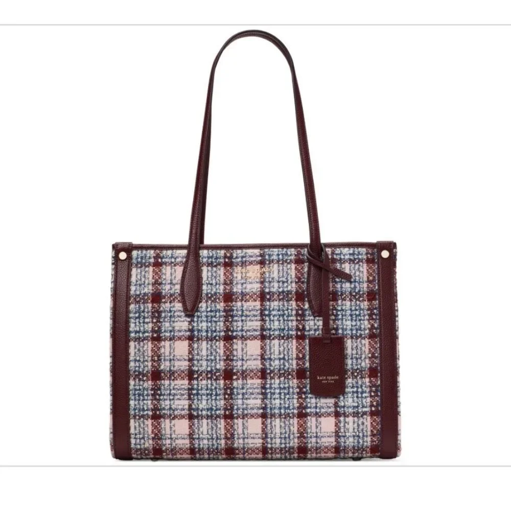 🆕 Kate Spade New York Market Tweed Fabric Medium Tote (Dark Merlot Multi) Tote